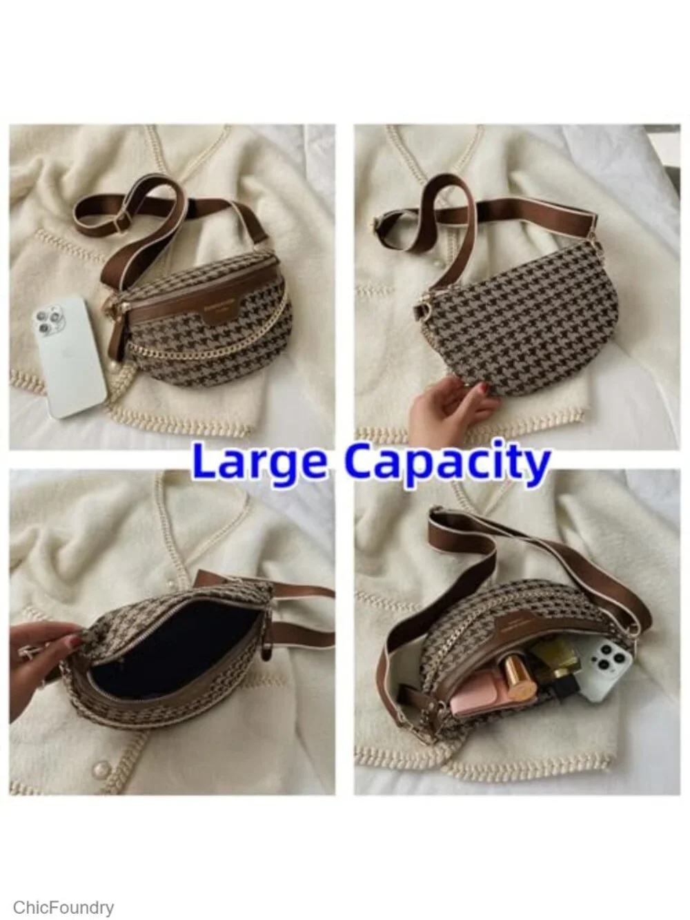 Trendy Leopard Pattern Leather Fanny Pack Crossbody Bag Sling Chest Bag with